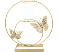 NUOBESTY Hydroponic Glass Flower Vase with Metal Stand, round Insect Pattern Decorative Terrarium for Home Ornament and Living Room Desktop Display