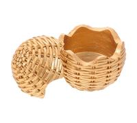 NUOBESTY Imitation Wicker Jar Oval Egg Shape Versatile Lightweight Resin Container Farmhouse Style Elegant Refined Wicker Look Golden for Living Rooms and Bedrooms