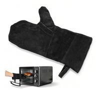 NUOBESTY Insulated Bbq Gloves Heat Resistant Cowhide Leather Welding Mitts for Oven Stove Grill Fireplace Work Safety 15.16In with Cotton Lining