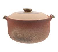 NUOBESTY Japanese Clay Pot 2.5l Deep Household Stew Casserole with Handle, Terracotta Cooking Pot for Soups, Porridge, and Health Recipes, Traditional Kitchen Cookware for Home Use