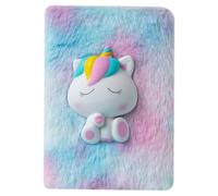 NUOBESTY Kawaii Journal Diary Notebook - Plush Fluffy Notebook - 8x6 Inch Tie Dye Effect Colorful Notepad For Girls Parties And Christmas