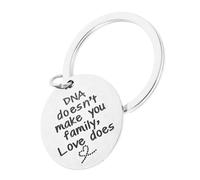 NUOBESTY Keychain Accessory DNA Doesn't Make You Family Words Stainless Steel Metal Key Ring Hanging Pendant for Bag Creative