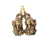 NUOBESTY Keychain Pendant Chinese Style Golden Brass Mythical Creature 2pcs Chic Look and Bag Charm with Easy to Attach for Decorating Key Rings and Bags