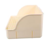 NUOBESTY Large Rabbit Litter Box with Steel Wire Bottom, Square Bunny Cage Toilet Tray, Beige Pet Potty for Indoor Rabbit Training and Cage Use