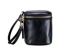 NUOBESTY Leather Mini Lipstick Bag for Women with Smooth Zipper and Leather Lanyard, Compact Change Purse for Storing Small Things, for Shopping and Travel