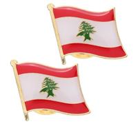NUOBESTY Lebanon map lapel pin 2pcs alloy national pride badge suitable for casual outings and formal events on hats scarves