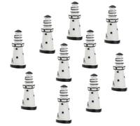NUOBESTY Lighthouse Holiday Figurines 10pcs White Resin Miniature Garden Decorations, for Beautifying with Chic Micro Random Color Village Craft Displays Tables and Office Spaces