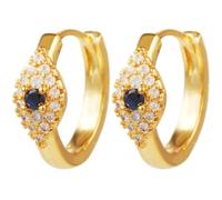 NUOBESTY Lightweight Golden Brass Evil Eye Earrings for Women, Simple and Elegant Flat Back Ear Cuff Set, for Engagement or Cocktail Party, Fashionable Gothic Jewellery