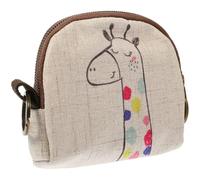 NUOBESTY Linen Small Key Bags with Cartoon Giraffe Pattern, Classification and Induction, Quick Access for Travel and Storage of Earrings