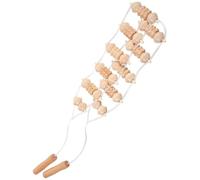 NUOBESTY Manual Wooden Back Massager Stick with Roller Beads for Muscle, Portable Body Stretching Device for Spine and Shoulder Care During Gym and Home Sessions