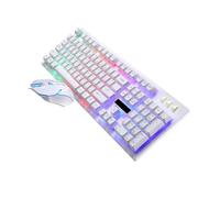 NUOBESTY Mechanical Keyboard and Mouse Set Wired USB with Luminous Non Conflict Design Plastic Construction 104 Keys Keyboard 4 Keys Mouse for Home and Cafe Gaming Use
