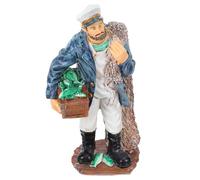 NUOBESTY Mediterranean Style Resin Nautical Sailor Figurine with Fishing Net, Miniature Captain Sculpture Decor for Home and Office Desktop Ornament