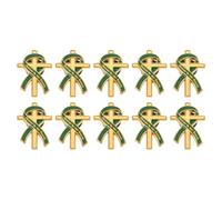 NUOBESTY Memorial Cross Brooch Comfortable Fit 10pcs Elegant Green Alloy with Smooth Polished Finish and Does Not Snag Clothes as Guest Remembrance Pin for Church Events and Funerals