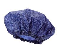 NUOBESTY Men’s Waterproof Shower Cap Double-Layer Oxford Fabric with Denim Dot Print, Multifunctional Bath Hat for Home and Travel Use
