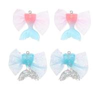 NUOBESTY Mermaid Tail Charms Unique Mermaid Design for Jewelry Making DIY 4pcs with Glitter Plastic Fish Tail Pendants Fine Craftsmanship, for Making Necklaces and Bracelets