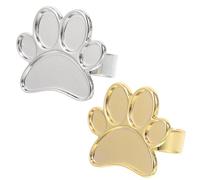 NUOBESTY Metal Nail Polish Ring Palette Set 2pcs Mini Wearable Nail Art Mixing Tray for Salon DIY Manicure Tools with Gold and Silver Footprint Display Holder