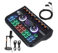 NUOBESTY Mini Audio Stereo Mixer Audio Console Mixer for Podcasting Gaming Streaming with Voice Changer Sound Effects Channel Capabilities for Live Broadcasting Music Creation
