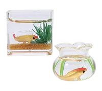 NUOBESTY Mini Fish Bowl Dollhouse Miniature Aquarium Small Glass Goldfish Bowl for Fairy Tale Landscape Garden Ornament Dollhouse Decoration Accessories