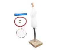 NUOBESTY Mini Mannequin Model Stand for Doll Clothing Design 1/4 Scale Female Bust Cotton PU Construction Dress Display Stand Wooden Base White