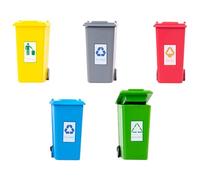 NUOBESTY Mini Trash Can Model for Boys and Girls Realistic ABS Decorative Waste Bin for Doll House Micro Landscaping DIY Scene Decoration 5Pcs