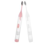 NUOBESTY Mini Travel Toothbrush Set 2Pcs with Collapsible Handle and Built-in Toothpaste Holder, Portable Soft Bristle Brushes for Backpacking and Business Trips