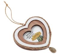 NUOBESTY Mini Wooden Photo Frame Ornament Peach Heart Shape, Small Craft Picture Frame Decoration for Valentine’S Day, Tiny House Wall Hanging for Home and Event Display