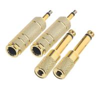 NUOBESTY MM Male to 3.5mm Female Headphone Adapter, Metal 4pcs Stereo Audio | Compact Golden Finish, Reduces Signal Loss, for Audio Interfaces, Mixing Console, Home Theater and Office Use
