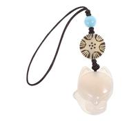 NUOBESTY Natural Chalcedony White Fox Keychain Pendant Creative Phone Charm for Women Bag and Key Decoration Accessory Retro Delicate Design Gift for Birthday and Holidays
