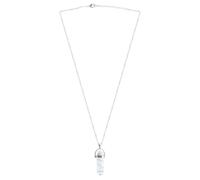 NUOBESTY Natural Stone Pendant Necklace with White Agate Bullet Hexagonal Crystal Charm, Delicate Hanging Rope Chain for DIY Jewelry Making and Cosplay Accessories