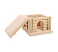 NUOBESTY Natural Wood Hamster House with Stairs Detachable Design Easy to Clean Bunny Hideout and Rabbit Playpen for Small Animals and Hamsters