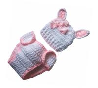 NUOBESTY Newborn Photo Prop Crochet Rabbit Outfits Adorable Baby Costume for Easter and Baby Shower