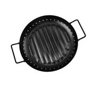 NUOBESTY Non-Stick Round Iron Barbecue Pan BBQ Tray Waterproof Grill Plate for Professional Use and Home Cooking with Vegetables and Meat