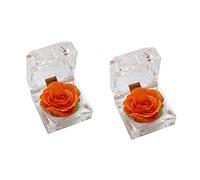 NUOBESTY Orange Rose 2 Pcs for Her Forever Flowers Preserved Rose Wife New Year Engagement Preserved Flowers Memorial Mothers Day Flowers Miss Glass Dining Table Orange Eternal Rose