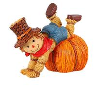 NUOBESTY Outdoors 1pc Scarecrow Pumpkin Ornaments Halloween Fall Table Decor Scarecrow Pumpkin Resin Decorations Dolls Decor for Home Outdoor Decor
