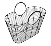NUOBESTY Oval Metal Wire Basket with Handle for Kitchen Pantry and Living Space, Sturdy Construction and Moisture-proof Iron Mesh Wire Storage Organizer in Black