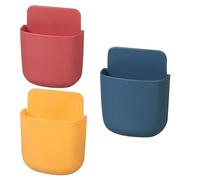 NUOBESTY Pack of 3 Wall Storage Shelves Made of ABS Multifunctional Mobile Phone Charging Station and Remote Control Storage Box in Yellow and Blue Creative Design for Easy Organisation