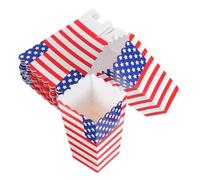 NUOBESTY Patriotic Popcorn Favor Boxes and Popcorn Holder, Stars and Stripes Paper Material, 36pcs for Independence Day Party Decoration and Movie Night Supplies