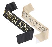 NUOBESTY Personalised Sashes and Fine Craftsmanship with Adjustable Shoulder Straps 2pcs Featuring Prom King and Prom Queen Designs Graduation Shoulder Strap for Events for Graduation