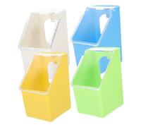NUOBESTY Pigeon Feeders 4pcs Hanging Food and Water Containers with Lids Easy Installation Sturdy Plastic 5.5x3.5x3.1 Inch for Bird Cages