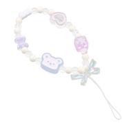 NUOBESTY Pink Heart Bear Phone Charm Strap Cute Beaded Phone Lanyard Accessories for Mobile Camera u Disk Chain Strap Charm