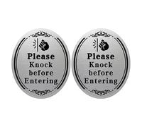 NUOBESTY Please Knock Sign Stickers for Door Adhesive Plate Door Sign 4.72X3.94In Waterproof Knock before Entering Door for Home Office Bedroom