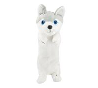 NUOBESTY Plush White Husky Dog Pencil Case - Soft Animal Stationery Bag for Kids, Students, and Adults - 20Cm Portable Multi-Use Pouch for School Supplies and Makeup