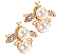NUOBESTY Portable 2pcs Bee Shoe Clips for Women, Alloy and Imitation Pearl Shoe Decorations, Lightweight Bug Pattern, Suitable for Daily Life and Vacations