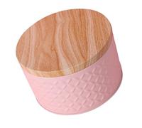 NUOBESTY Premium Pink Iron Snack Storage Box with Wood Grain Lid Cookie Candy Container for Bakery Dessert and Jewelry Large Capacity Box for Party and Christmas Display