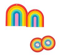 NUOBESTY Rainbow Heat-resistant Table Placemats Set 4pcs - Small Large Rainbow Trivets with Small Cloud Cushions, Decorative Protective Mats for Dining Table and Kitchen Use