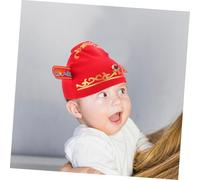 NUOBESTY Red Cotton Birthday Hat for Boys and Fortune Prosperity Beanie Soft Newborn Bonnet for First Birthday Full Month Celebration and Special Milestone Moments