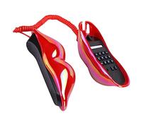 NUOBESTY Red Lip Shaped Corded Landline Phone Charming Lips Wired Telephone Portable Art Decor Sound Home Office Desk Ornament