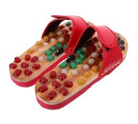 NUOBESTY Red Pu and Eva Massage Slippers for Foot Acupoints Natural Cobblestone Design, Refreshing Tired Feet and Blood Flow, Healthcare Gift for Indoor Relaxation, Size 39-40