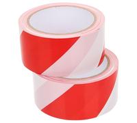 NUOBESTY Red White Striped Caution Tape 2 Rolls 4.8Cm X 100M Non-Adhesive PE Safety Warning Tape for Construction Hazard Barricade and Crime Scene Cordoning