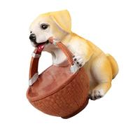 NUOBESTY Resin Dog Statue Basket Storage Box with Brown Pastoral Design for Desktop Decoration and Candy Box, Adorable Storage Basket for Bedroom and Birthday